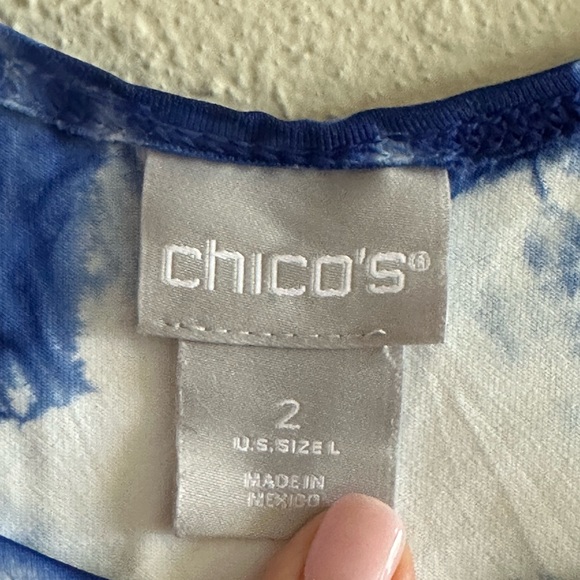 Chicos tie dye blue tank top size 2 spandex scoop neck tank - Picture 4 of 6